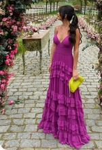 Load image into Gallery viewer, Spaghetti Straps Fuchsia Prom Dresses Evening Gown
