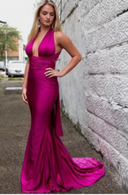 Load image into Gallery viewer, Fuchsia Prom Dresses Mermaid Long