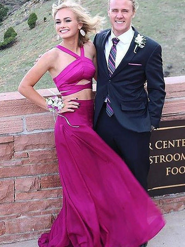 Fuchsia Two Piece Prom Dresses