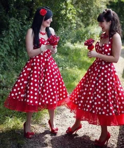 1950s Vintage Bridesmaid Dresses Polka Dots