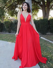 Load image into Gallery viewer, Spaghetti Straps Red Prom Dresses under 100