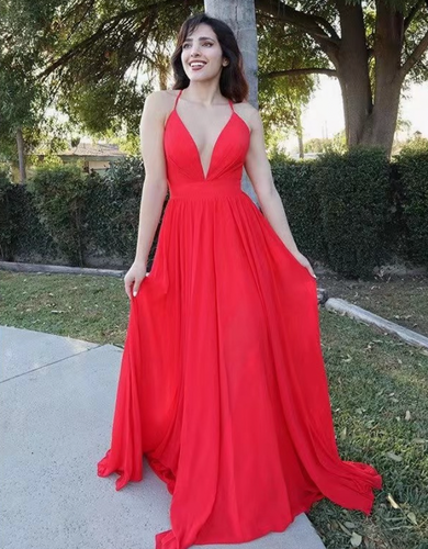 Spaghetti Straps Red Prom Dresses under 100