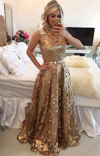 Gold Prom Dresses with Bowknot