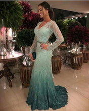 Load image into Gallery viewer, Gradient Ombre  Prom Dresses Lace with Sleeves