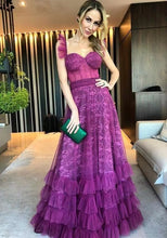 Laden Sie das Bild in den Galerie-Viewer, Off Shoulder Prom Dresses Lace Purple