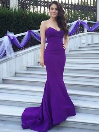 Sweetheart Prom Dresses Grape Mermaid Floor Length