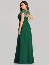 Load image into Gallery viewer, Green Bridesmaid Dresses Chiffon Cap Sleeves