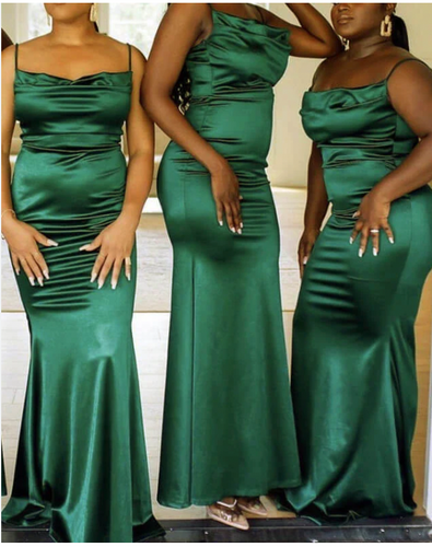 Green Spaghetti Straps Bridesmaid Dresses Sheath
