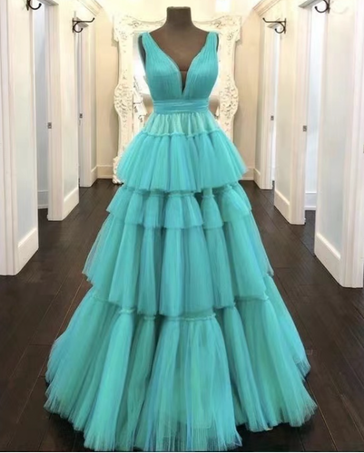 V Neck Green Prom Dresses for Women