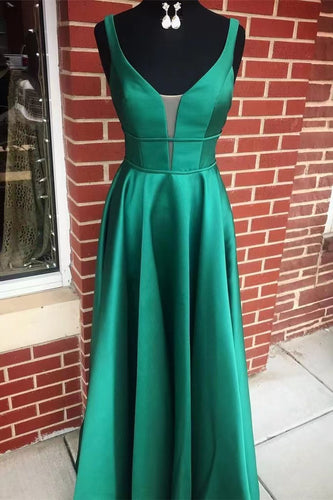 Green Prom Dresses V Neck