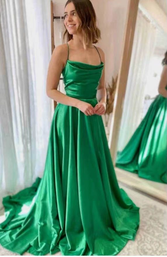 Green Prom Dresses Spaghetti Straps under 100