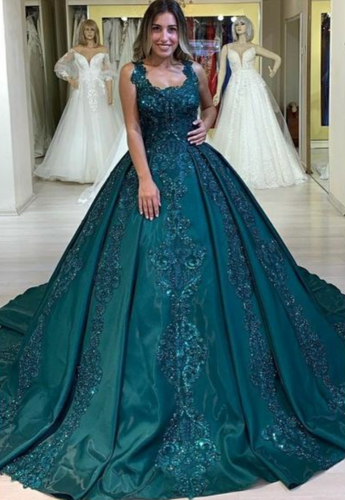 Green Blue Prom Dresses Pageant Gown