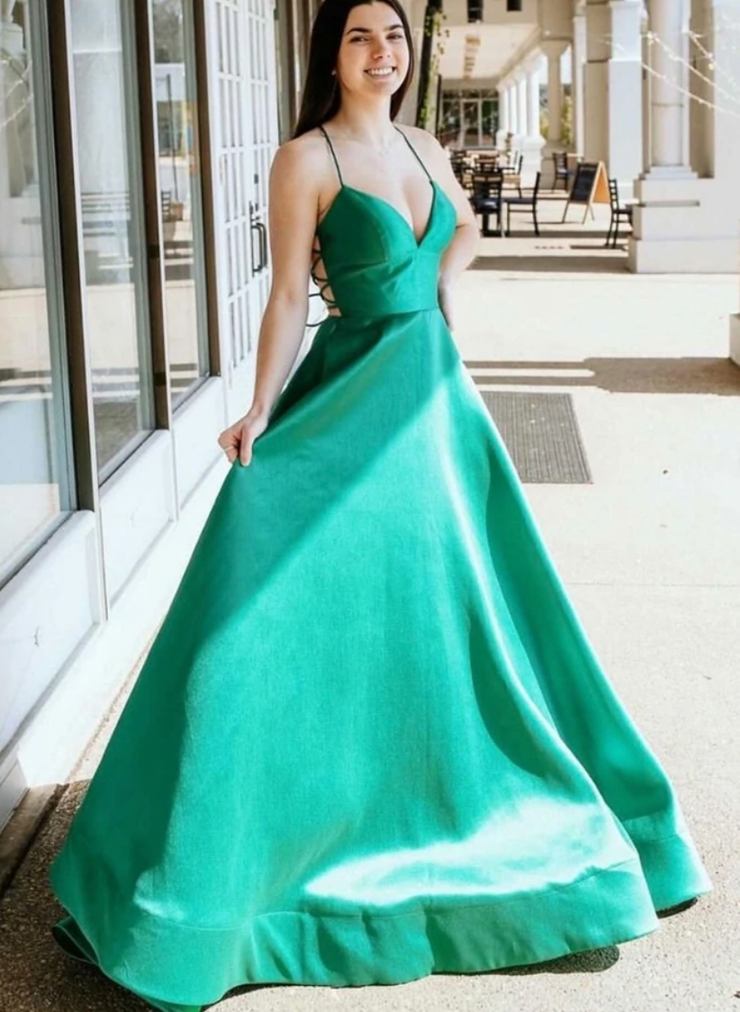 Green Green Prom Dresses Criss Cross