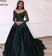 Load image into Gallery viewer, Dark Green Prom Dresses with Full Sleeves