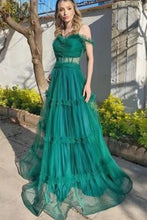 Load image into Gallery viewer, One Shoulder Turquoise Prom Dresses for Wedding Party