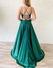 Load image into Gallery viewer, Two Piece Prom Dresses Slit Green