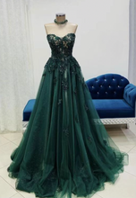 Load image into Gallery viewer, Green Prom Dresses with Lace