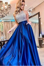 Charger l&#39;image dans la galerie, Halter Royal Blue Prom Dresses with Sequins