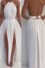 Charger l&#39;image dans la galerie, White Prom Dresses Backless Slit Front under 100