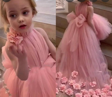 Load image into Gallery viewer, Flower girl Dresses High Neck with 3D Flowers