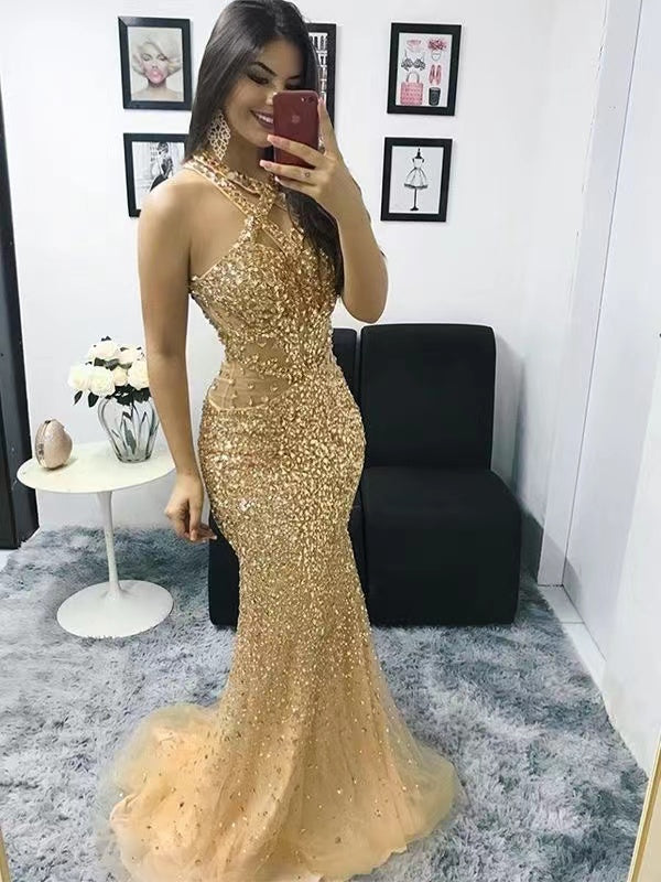 Luxury Prom Dresses Mermaid with Rhinestones