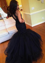 Load image into Gallery viewer, High Neck Prom Dresses Mermaid with Beaded