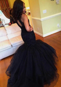 High Neck Prom Dresses Mermaid with Beaded