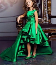 Load image into Gallery viewer, Hi Low Green Flower Girl Dresses