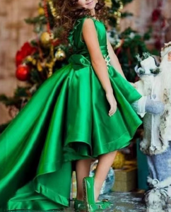 Hi Low Green Flower Girl Dresses