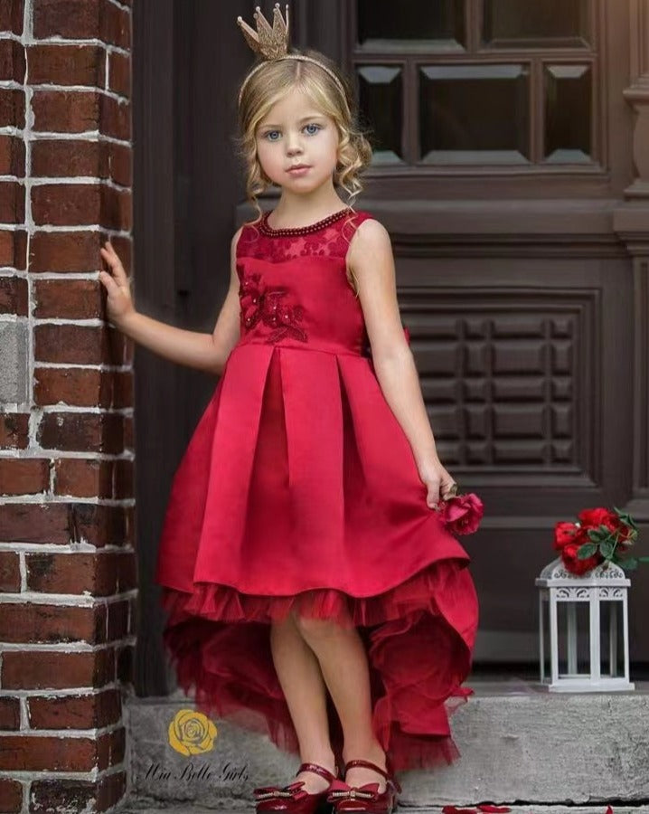 Hi Low Red Flower Girl Dresses Birthday Dresses