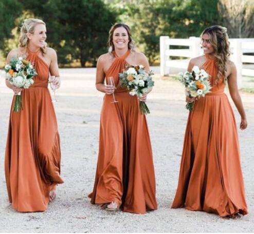 Halter Burnt Orange Bridesmaid Dresses under 100