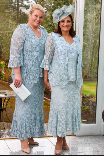 Ice Blue Lace Mother of the Bride Dresses