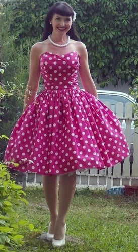 Sweetheart Knee Length Bridesmaid Dresses with Polka Dots