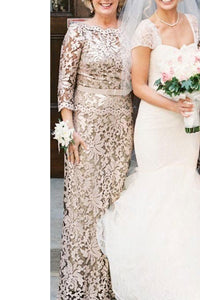 Lace Mother of the Bride Dresses with 3/4 Sleeves