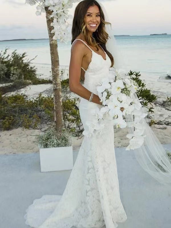 Lace Backless Wedding Dresses Bridal Gown Criss Cross