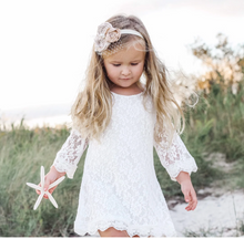 Load image into Gallery viewer, Lace Short Flower Girl Dresses with 3/4 Sleeves