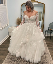 Load image into Gallery viewer, Off the Shoulder Mermaid Wedding Dresses Bridal Gown with Full Sleeves