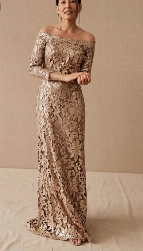 Bateau Lace Mother of the Bride Dresses with 3/4 Sleeves