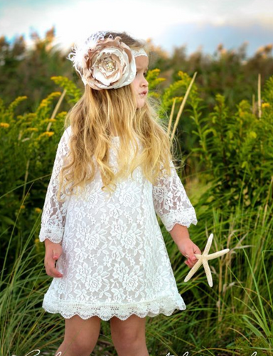 Lace Short Flower Girl Dresses Countryside Short Length