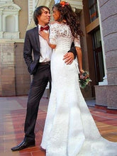 Charger l&#39;image dans la galerie, Mermaid Lace Bridal Gown Wedding Dresses with Sleeves