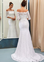 画像をギャラリービューアに読み込む, Mermaid Lace Bridal Gown Wedding Dresses with Sleeves