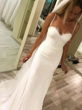 Laden Sie das Bild in den Galerie-Viewer, Lace Spaghetti Straps Sheath Wedding Dresses Bridal Gown