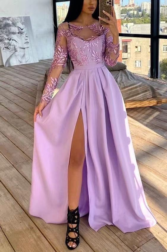 Lilac Prom Dresses with Sleeves