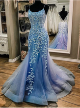 Load image into Gallery viewer, Spaghetti Straps Mermaid Prom Dresses with Lace Sparkly