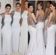 Load image into Gallery viewer, Mermaid White Bridesmaid Dresses with Appliques