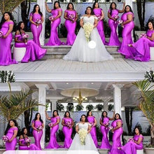 Load image into Gallery viewer, Off the Shoulder Mermaid Bridesmaid Dresses Long