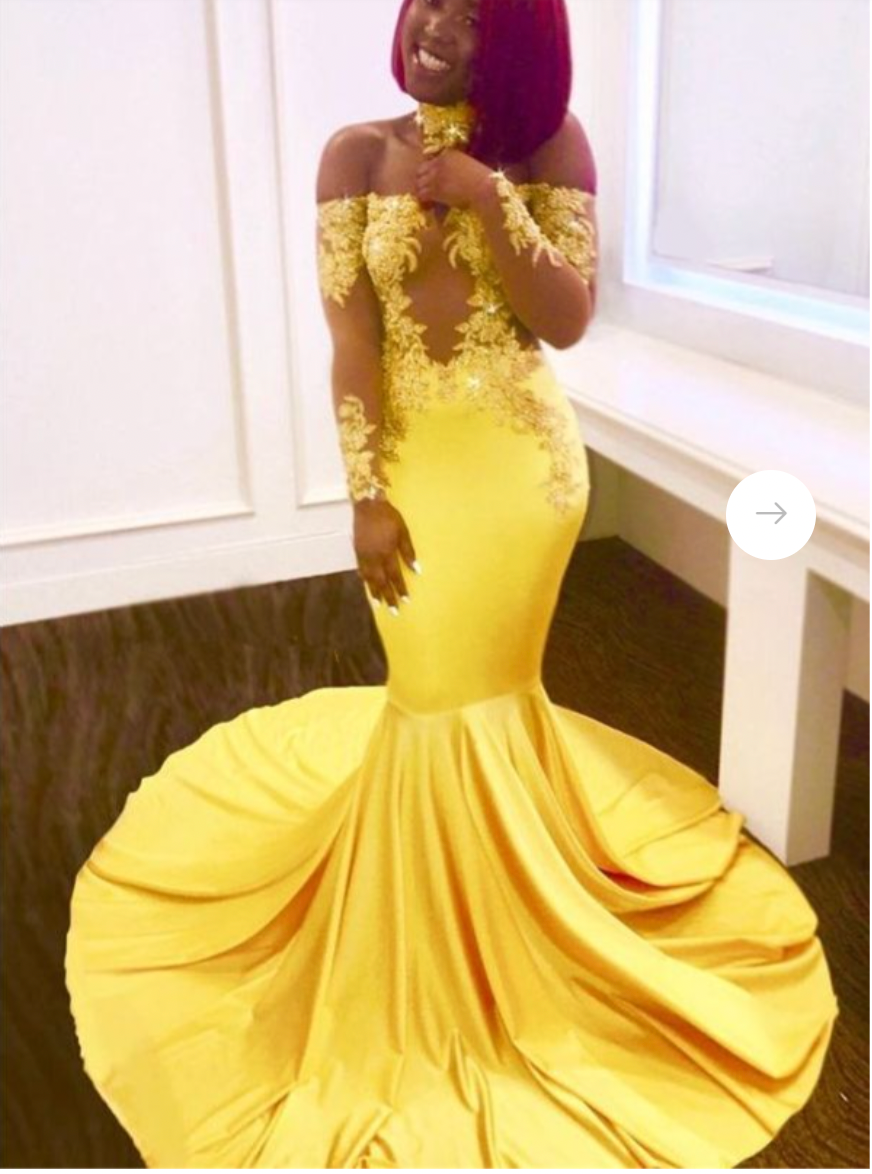 Bateau Yellow Prom Dresses Mermaid with Full Sleeves