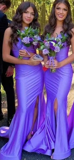 Bridesmaid Dresses Mermaid Spaghetti Straps with Slit Side