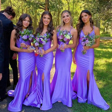 Charger l&#39;image dans la galerie, Bridesmaid Dresses Mermaid Spaghetti Straps with Slit Side