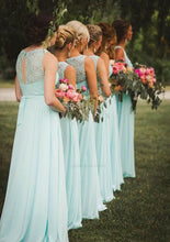Load image into Gallery viewer, Elegant Long Chiffon Bridesmaid Dresses with Lace